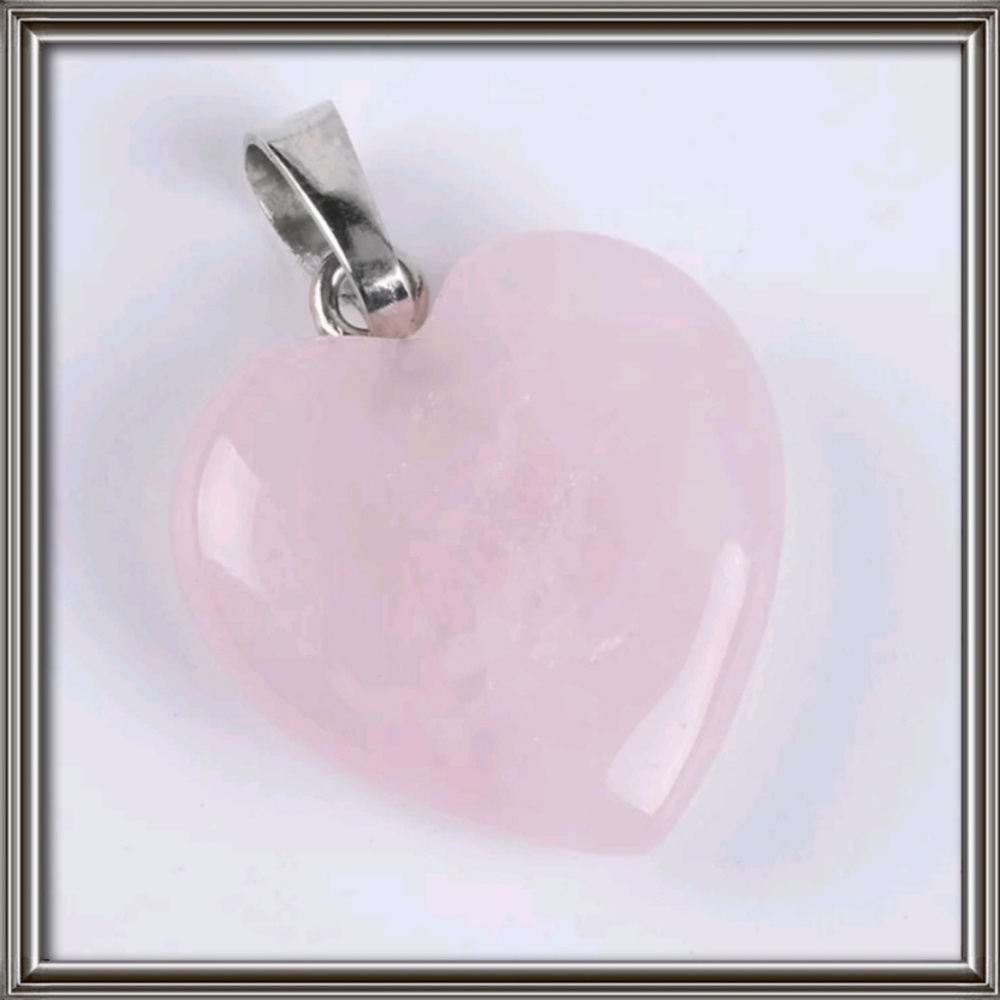 Rose Quartz heart pendant, sterling silver chain